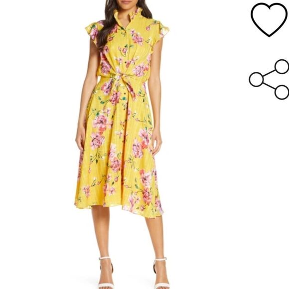 JULIA JORDAN Midi Tie Waist Shirt Dress Size 12 - Picture 1 of 11